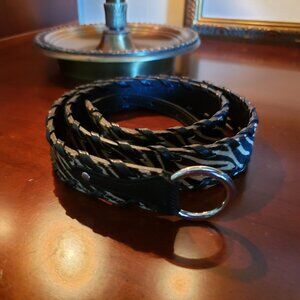 Cole Haan Zebra Print Leather Belt | Braided Detail | Statement Accessory